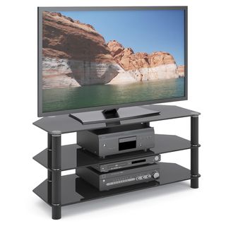 Corliving Trinidad Black Glass Television/ Component Stand
