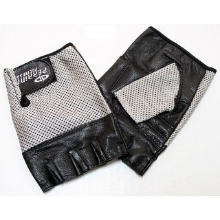Defender Silver Small Leather Fingerless Gloves