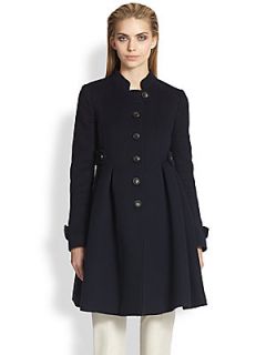 Armani Collezioni Double Face Wool Military Coat   Navy Blue
