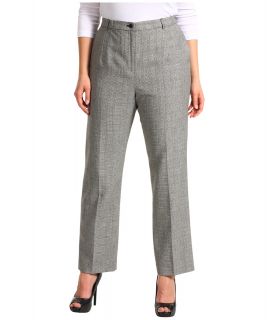Pendleton Plus Size Worsted Wool Glen Plaid True Fit Trouser Womens Casual Pants (Gray)