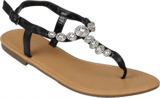 Womens Journee Collection Rhinestone T strap Sandals   Black Ornamented Shoes