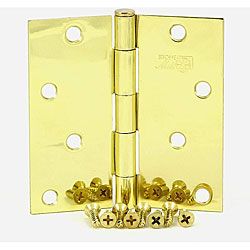 Stone Mill 4 inch Polished Brass Square Corner Door Hinges