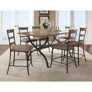 Charleston 7 piece Counter Height Rectangle Wood Dining Set With Ladder Back Stool