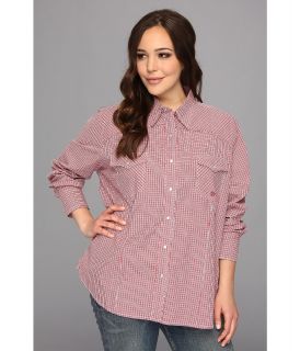Roper Plus Size 9018 Summer Check   Red Womens Long Sleeve Button Up (Red)