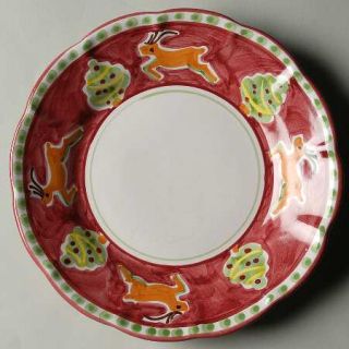 Vietri (Italy) Rudolfo Salad Plate, Fine China Dinnerware   Reindeer And Christm