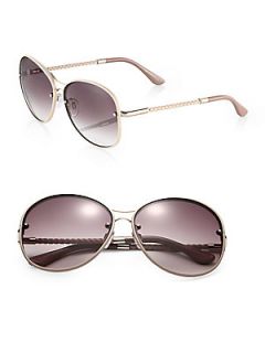 Tods Oversize Oval Aviators   Beige Brown