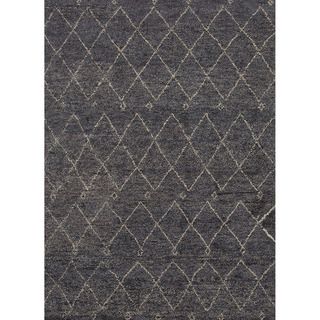 Hand knotted Contemporary Moroccan Pattern Blue Rug (2 X 3)