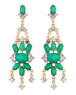 Rhinestone Chandelier Earrings, Turquoise