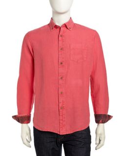 Long Sleeve Linen Sport Shirt, Watermelon