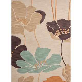 Hand tufted Transitional Floral pattern Brown/ Ivory Rug (5 X 76)