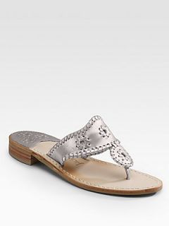 Jack Rogers Hamptons Metallic Thong Sandals   Silver