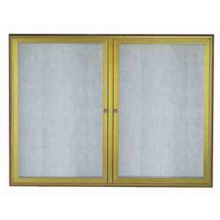 AARCO LED Lighted Enclosed Bulletin Board OWFC364 Finish Antique Brass