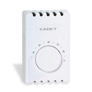 Cadet T410A Thermostat, Single Pole Heat Thermostat White