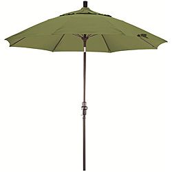 Fiberglass 9 foot Palm Green Olefin Crank And Tilt Umbrella (Palm GreenMaterials Fade resistant fabric, aluminumPole materials AluminumWeatherproofClosure type Crank systemShade UV ProtectionDimensions 108 inches long x 108 inches wide x 96 inches hig