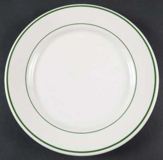Buffalo Pottery Buf4 Luncheon Plate, Fine China Dinnerware   Green Band Off Edge