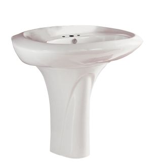 Large Oval Pedestal With 8 Inch Faucet Hole Drilling (WhiteDimensions 24 inches wide x 39 inches depth x 36 inches highInterior bowl dimensions 24.9 inches wide x 13.5 inches long x 8 inches deepFaucet settings 8 inches Type Pedestal Material Vitreou