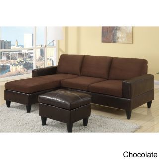 Dunkirk Sectional Couch In 2 Tone Microfiber   Faux Leather