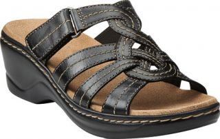 Womens Clarks Lexi Dill   Black Leather Sandals