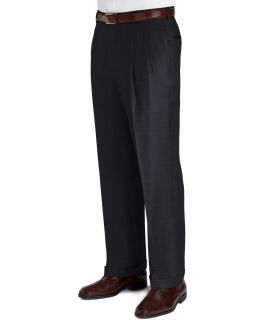 Business Express Pleated Front Trousers  Navy Plaid JoS. A. Bank