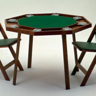 Kestell 9W Compact Oak Folding Poker Table   42 Inch   O 9W F PECAN/DARK GREEN