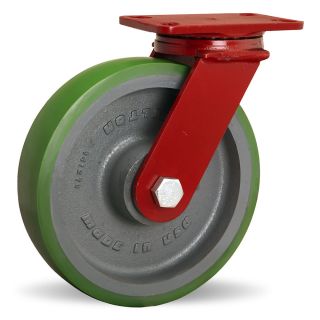 Hamilton Forgemaster Casters   10Dia.X2.5W Polyurethane Wheel    3/4 Sealed Precision Ball Bearings   Swivel   Green