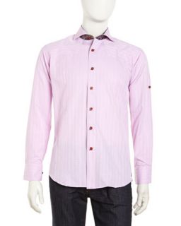 Kyle 86 Jacquard Long Sleeve Sport Shirt, Pink