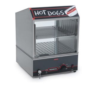 Nemco Countertop Hot Dog Steamer w/ Bun Warmer, 150 Hot Dogs & 30 Bun Capacity, 120/1V