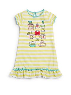 Toddlers & Little Girls Striped Perfume Print Nightgown   Yellow