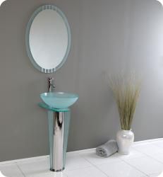 Fresca Vitale Modern Glass Bathroom Vanity With Mirror
