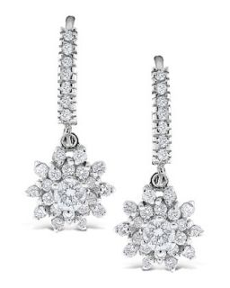 Diamond Floral Drop Pave Earrings