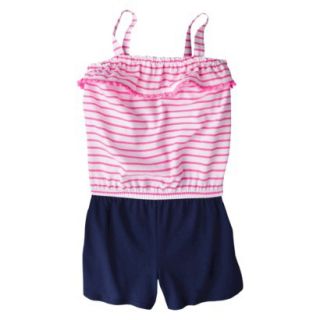 Circo Infant Toddler Girls Sleeveless Striped Romper   Pink/Navy 2T