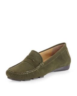 Rob Perforated Suede Driver, Khaki