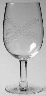 Unknown Crystal Unk5958 Water Goblet   Clear,Cut Plant/Wheat,Smooth Stem