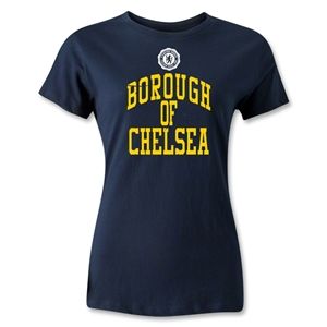 hidden Chelsea Borough Womens Distressed Soccer T Shirt (Navy)