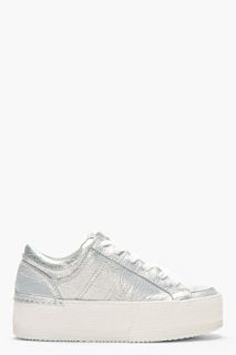 Ca By Cinzia Araia Silver Leather Platform Leonardo Sneakers
