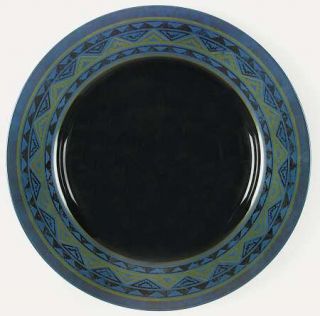 Arcoroc Yucatan Dinner Plate, Fine China Dinnerware   Black&Tan Aztec On Blue,Bl