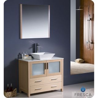 Fresca Torino 36 inch Light Oak Modern Bathroom Vanity With Vessel Sink