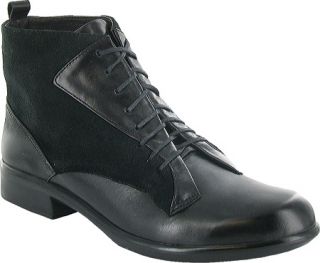 Womens Naot Mistral   Black Madras Leather/Suede/Shiny Black Leather Boots