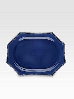 Oscar de la Renta Stoneware Octagon Serving Platter   Indigo