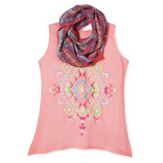 Juniors Plus Sized Graphic Tank with Scarf   Electric Passion 2X