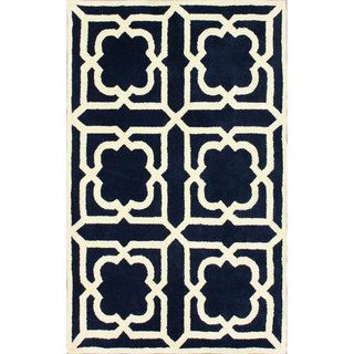 Nuloom Handmade Moroccan Trellis Navy Wool Rug (83 X 11) (IvoryPattern AbstractTip We recommend the use of a non skid pad to keep the rug in place on smooth surfaces.All rug sizes are approximate. Due to the difference of monitor colors, some rug colors