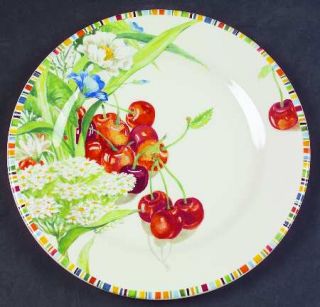 Gien Cherry Salad/Dessert Plate, Fine China Dinnerware   Fruit,Flowers,Wheat,Mul