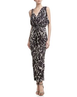 Leopard Print Twisted Maxi Dress