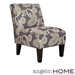 Angelohome Dover Feathered Paisley Amethyst Purple Armless Chair