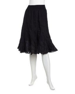 Swirl Paneled Voile Skirt, Black