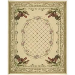 Nourison Hand hooked Bijoux Ivory Wool Rug (79 X 99)