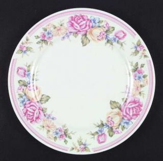 China Pearl Jubilee Dinner Plate, Fine China Dinnerware   Pink Band,Multicolorfl