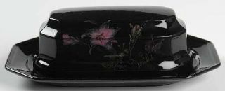 Mikasa Ebony Meadow 1/4 Lb Covered Butter, Fine China Dinnerware   Pink&Yellow F