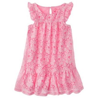 Cherokee Infant Toddler Girls Cap Sleeve Lace Shift Dress   Daring Pink 18 M