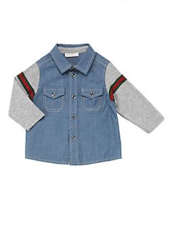Gucci Infants Chambray & Jersey Shirt   Grey Denim
